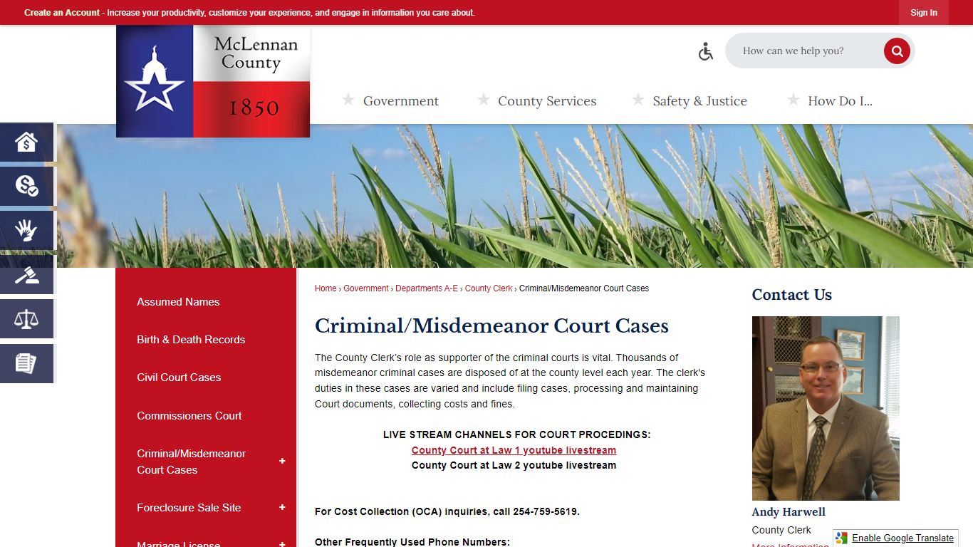 Criminal/Misdemeanor Court Cases | McLennan County, TX